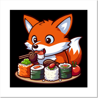 Fox Eating Sushi Posters and Art